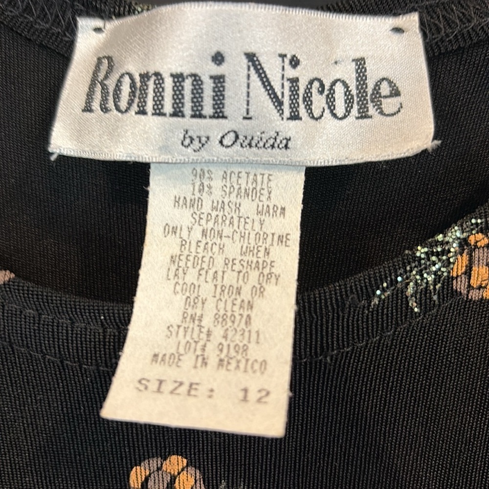 Vintage 90s Ronni Nicole Sleeveless Sparkly Pineapple Stretch Knit Maxi Dress 12 - Picture 7 of 9